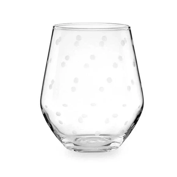 NIB Kate Spade Lenox LARABEE DOT Set of 4 Stemless Wine Glasses 12 Oz Drinkware